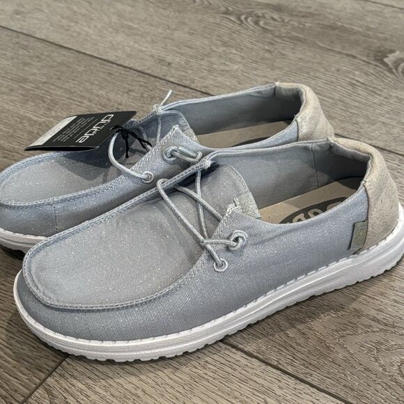 Hey Dude Wendy Glitter Sparkle Womens Size 6 Slip On Casual Shoes Smoke Quartz - Picture 2 of 8
